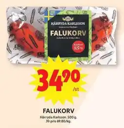 ICA Maxi HÄRRYDA KARLSSON Falukorv erbjuda
