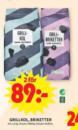 ICA Maxi ICA Grillkol, briketter erbjuda