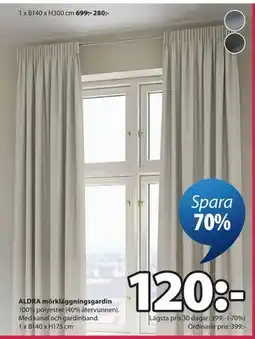 JYSK ALDRA mörkläggningsgardin erbjuda