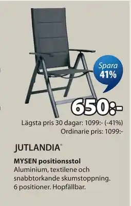 JYSK MYSEN positionsstol erbjuda
