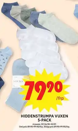 ICA Maxi Hiddenstrumpa vuxen 5-pack erbjuda