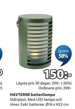 JYSK HAVTERNE batterilampa erbjuda