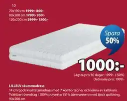 JYSK LILLELV skummadrass erbjuda