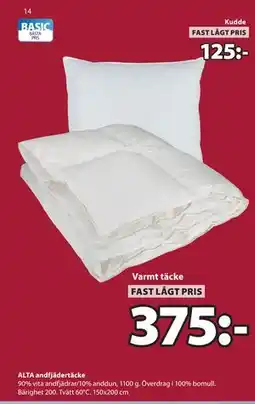 JYSK ALTA andfjädertäcke erbjuda