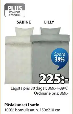 JYSK Påslakanset i satin erbjuda