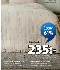 JYSK DUNHAMMER sängöverkast erbjuda