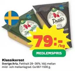 Coop ARLA Klassikerost erbjuda