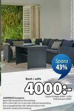 JYSK AGERMOSE loungeset erbjuda