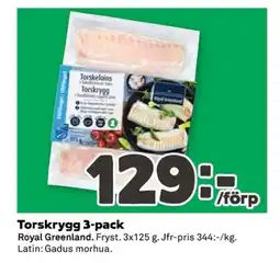 Coop ROYAL GREENLAND Torskrygg 3-pack erbjuda