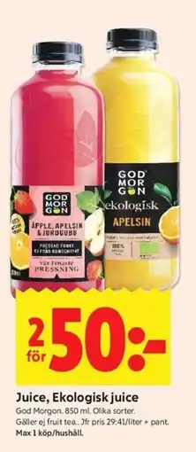 ICA Kvantum GOD MORGON Juice, ekologisk juice erbjuda