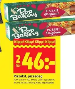 ICA Kvantum POP! BAKERY Pizzakit, pizzadeg erbjuda