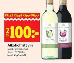 ICA Kvantum JACOB'S CREEK Alkoholfritt vin erbjuda