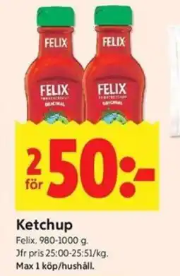 ICA Kvantum FELIX Ketchup erbjuda