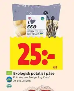 ICA Kvantum ICA Ekologisk potatis i påse erbjuda