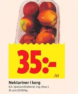ICA Kvantum ICA Nektariner i korg erbjuda