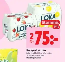 ICA Kvantum LOKA Kolsyrat vatten erbjuda