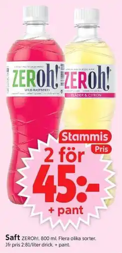 ICA Supermarket ZEROH Saft erbjuda