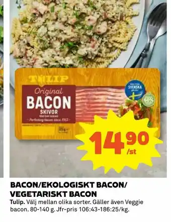 Coop Daglivs Bacon/ekologiskt bacon/ vegetariskt bacon erbjuda