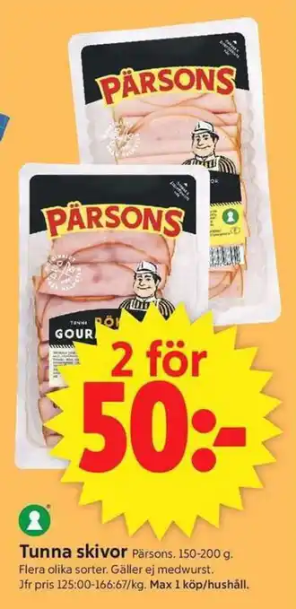 ICA Supermarket PARSONS Tunna skivor erbjuda