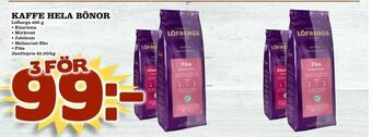 Nelins Kaffe hela bönor erbjuda