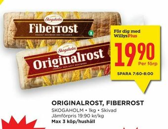 Willys Hemma Originalrost, fiberrost erbjuda