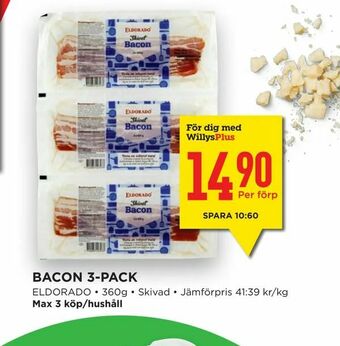 Willys Hemma Bacon 3-pack erbjuda