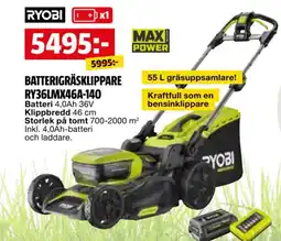 Bauhaus Batterigräsklippare RY36LMX46A-140 erbjuda