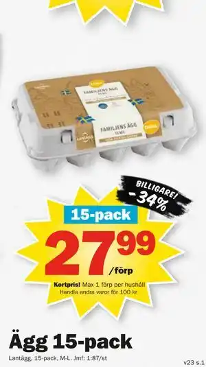 Pekås Ägg 15-pack, Medlemspris erbjuda