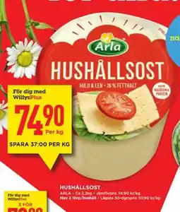 Willys HUSHÅLLSOST, Medlemspris erbjuda