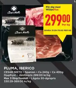 Willys PLUMA, IBERICO, Medlemspris erbjuda