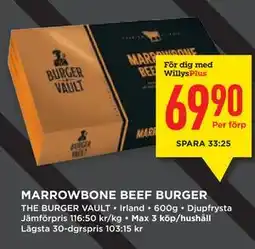 Willys MARROWBONE BEEF BURGER, Medlemspris erbjuda