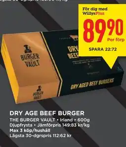 Willys DRY AGE BEEF BURGER, Medlemspris erbjuda