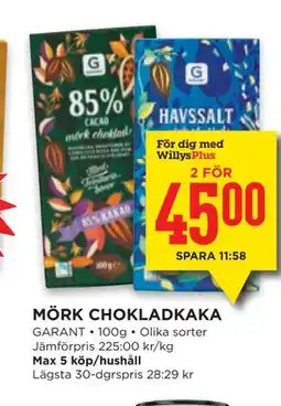 Willys MÖRK CHOKLADKAKA, Medlemspris erbjuda