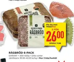 Willys RÅGBRÖD 6-PACK, Medlemspris erbjuda