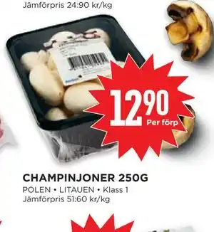 Willys CHAMPINJONER 250G erbjuda