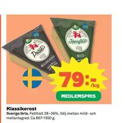 Coop Daglivs Klassikerost, Medlemspris erbjuda