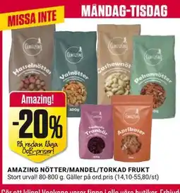 ÖoB AMAZING NÖTTER/MANDEL/TORKAD FRUKT erbjuda