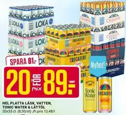 ÖoB HEL PLATTA LÄSK, VATTEN, TONIC WATER & LÄTTÖL erbjuda