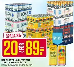 ÖoB HEL PLATTA LÄSK, VATTEN, TONIC WATER & LÄTTÖL erbjuda