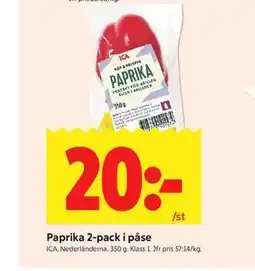 ICA Kvantum Paprika 2-pack i påse erbjuda