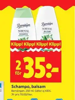 ICA Kvantum Schampo, balsam erbjuda