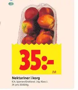 ICA Kvantum Nektariner i korg erbjuda