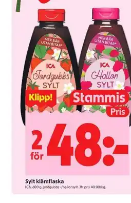 ICA Kvantum Sylt klämflaska, Medlemspris erbjuda