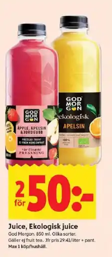 ICA Kvantum GOD MORGON Juice, ekologisk juice erbjuda
