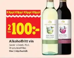 ICA Kvantum JACOB'S CREEK Alkoholfritt vin erbjuda