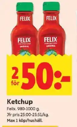 ICA Kvantum FELIX Ketchup erbjuda