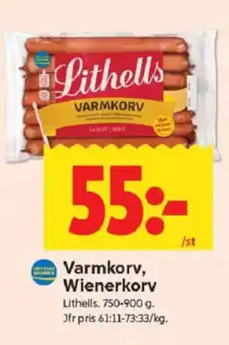 ICA Kvantum LITHELLS Varmkorv, wienerkorv erbjuda