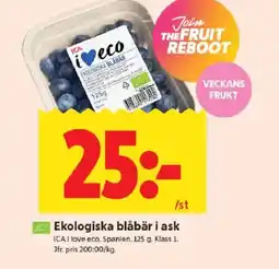 ICA Kvantum ICA Ekologiska blåbär i ask erbjuda