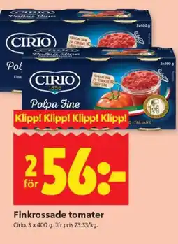 ICA Kvantum CIRIO Finkrossade tomater erbjuda
