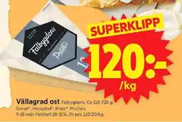 ICA Supermarket FALBYGDENS Vällagrad ost erbjuda